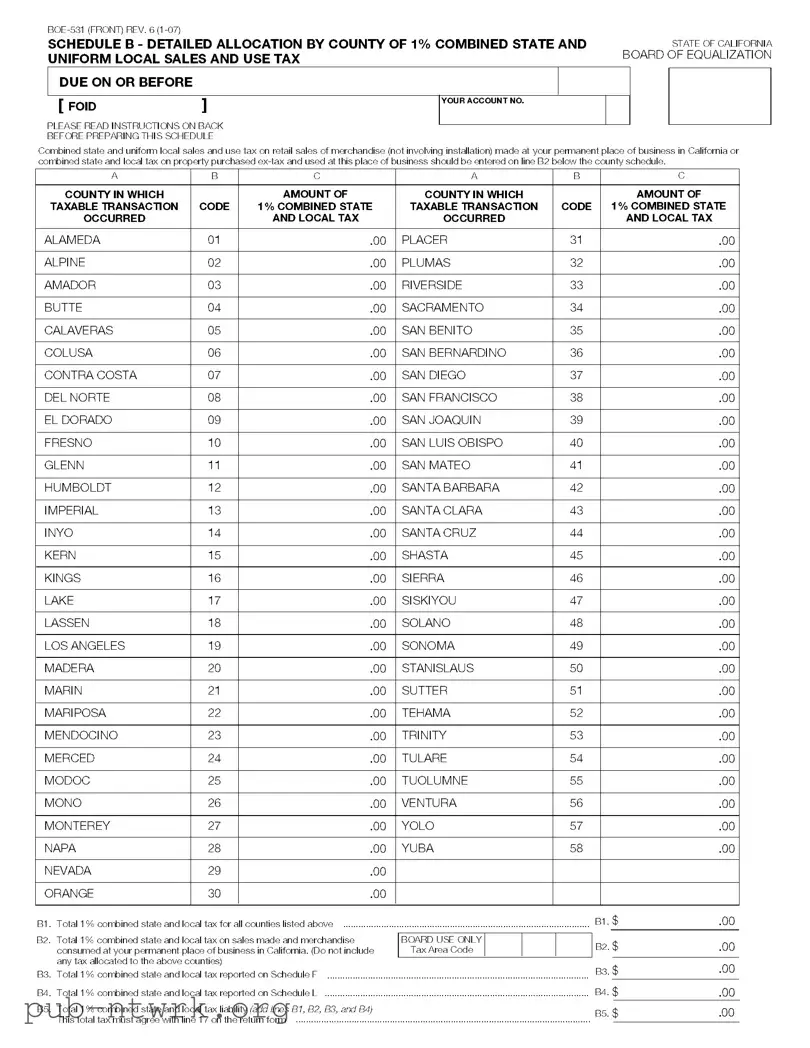 Blank California Boe 531 PDF Form