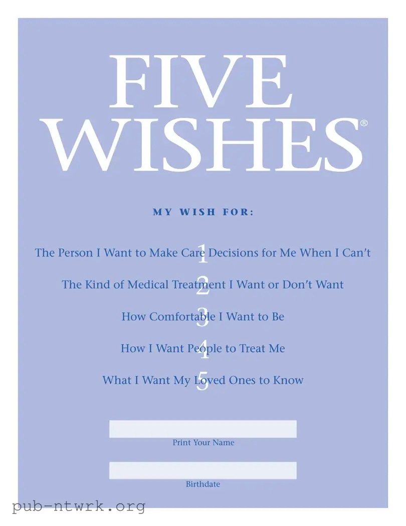 Blank 5 Wishes Document PDF Form