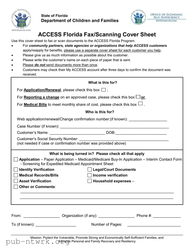 Blank Access Florida Fax PDF Form