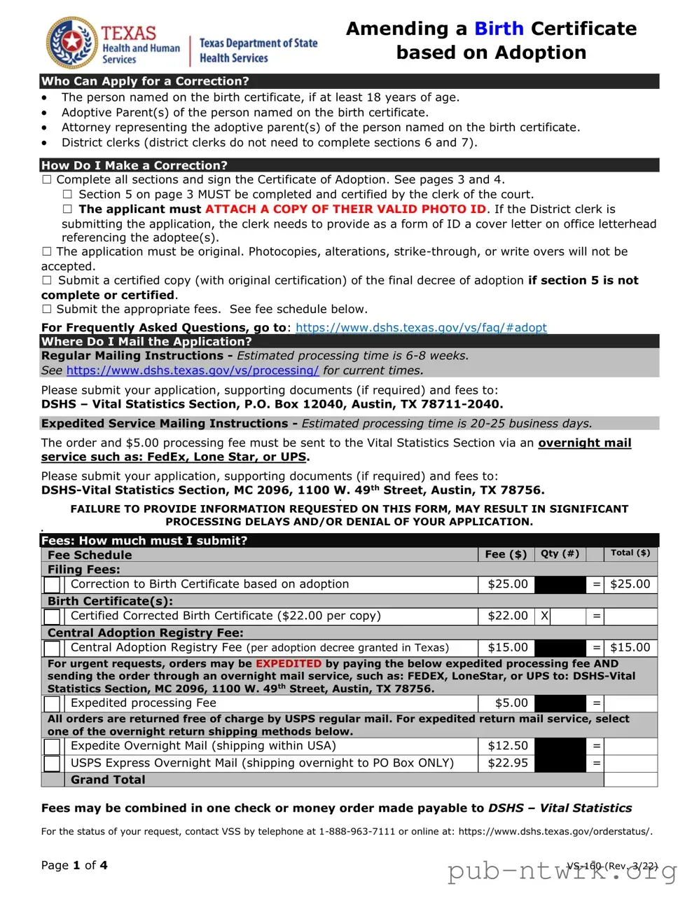 Blank Texas Adoption Papers PDF Form