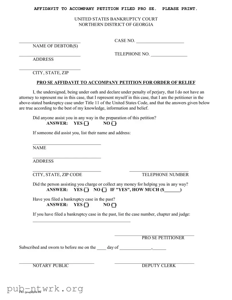 Blank F 61 Georgia PDF Form