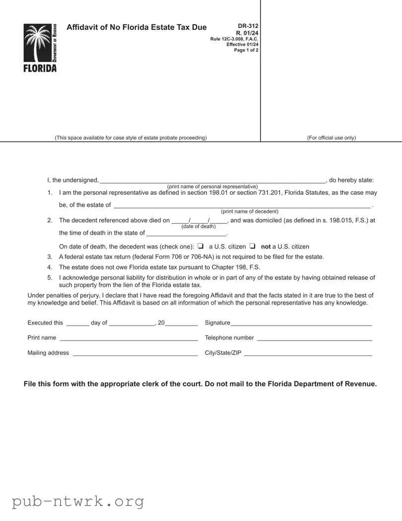 Blank Fl Dr 312 PDF Form