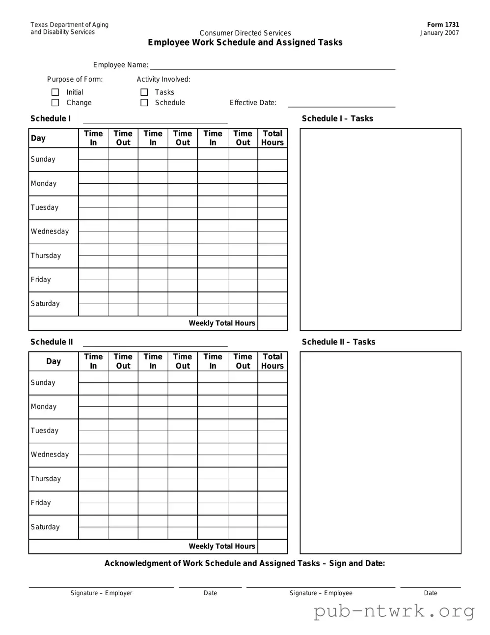 Blank Texas Department Of Aging And Disability Services PDF Form