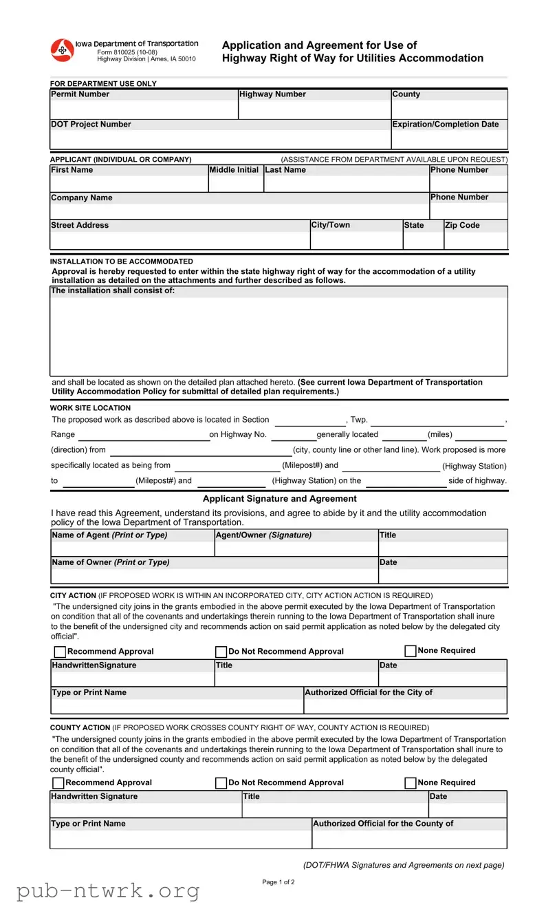 Blank 810025 Iowa PDF Form