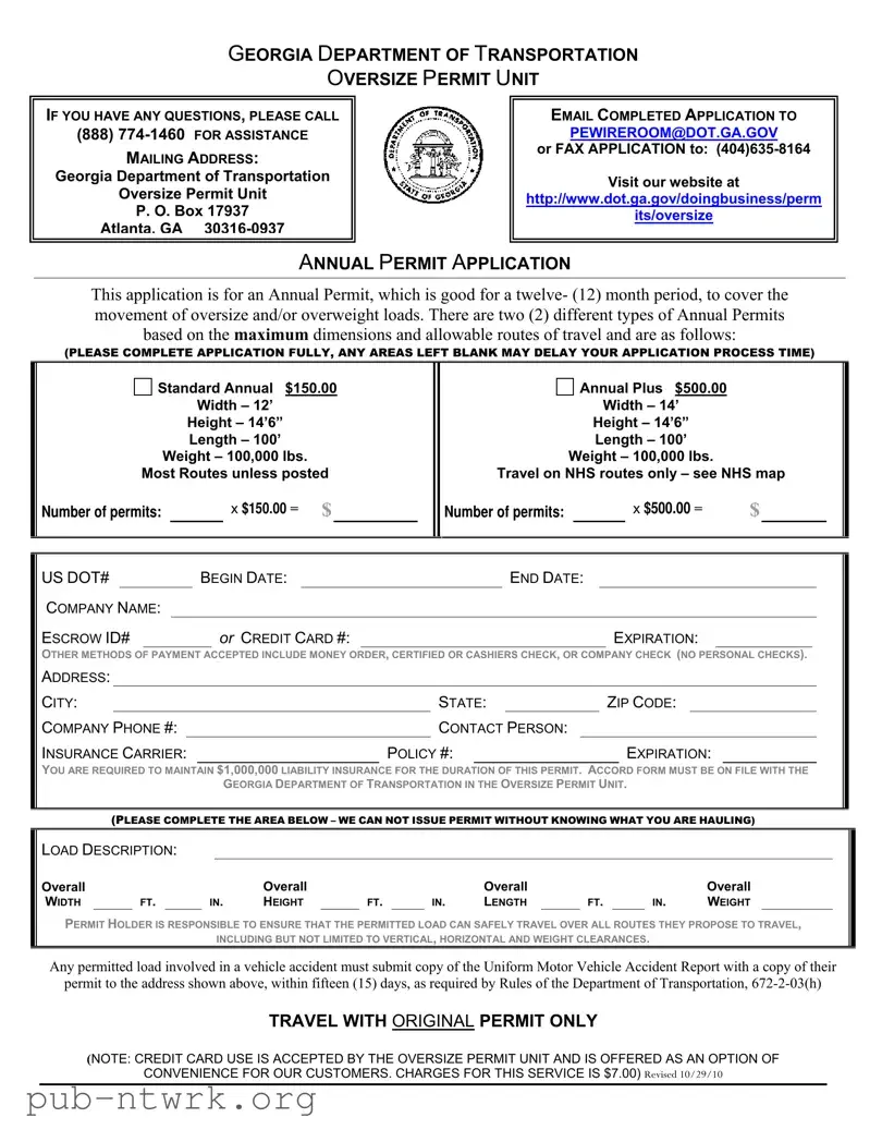 Blank Georgia Permit Application PDF Form