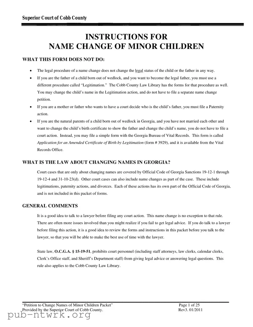 Blank Georgia Change Name Minor PDF Form