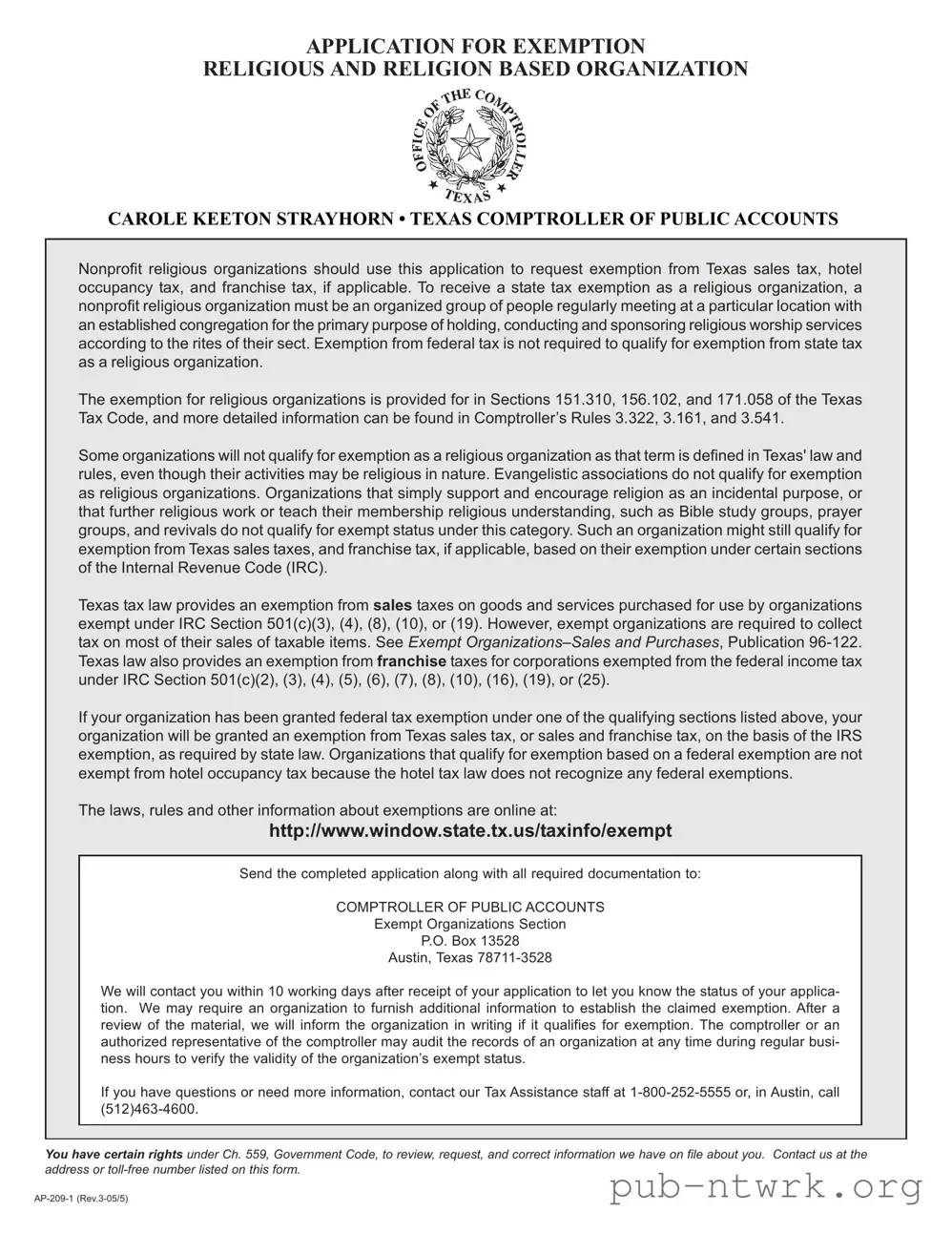 Blank Texas Ap 209 PDF Form