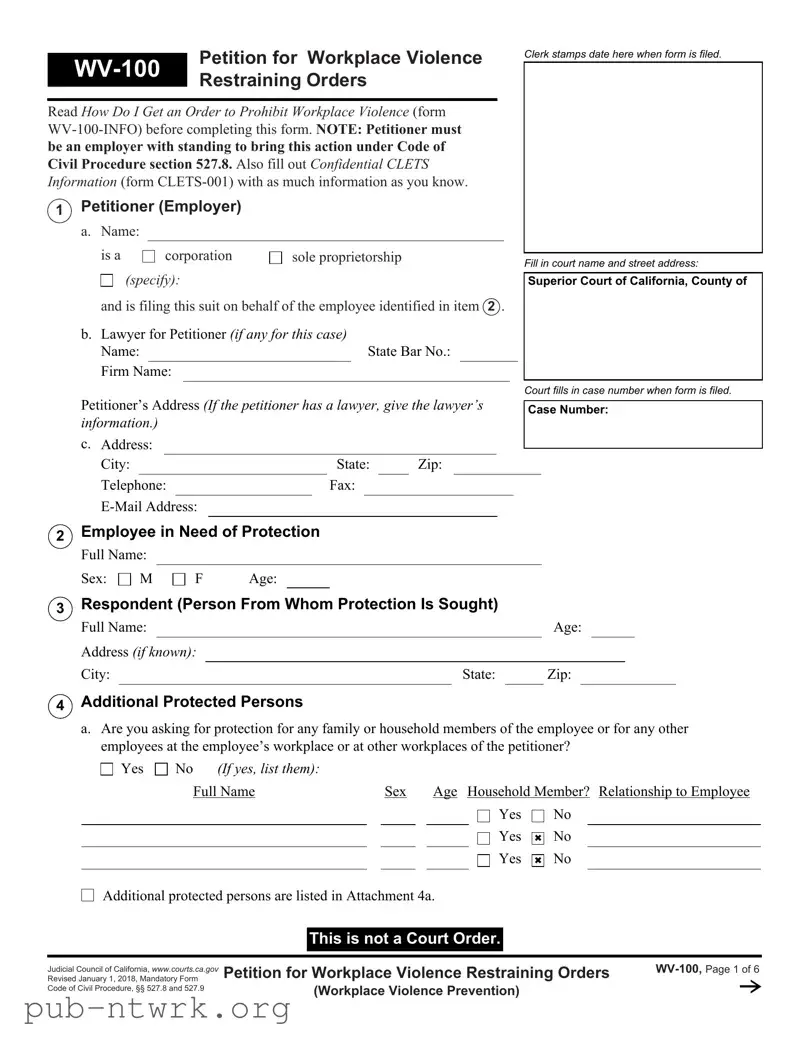 Blank California Wv 100 PDF Form