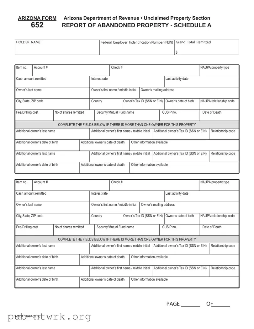Blank Arizona 652 PDF Form