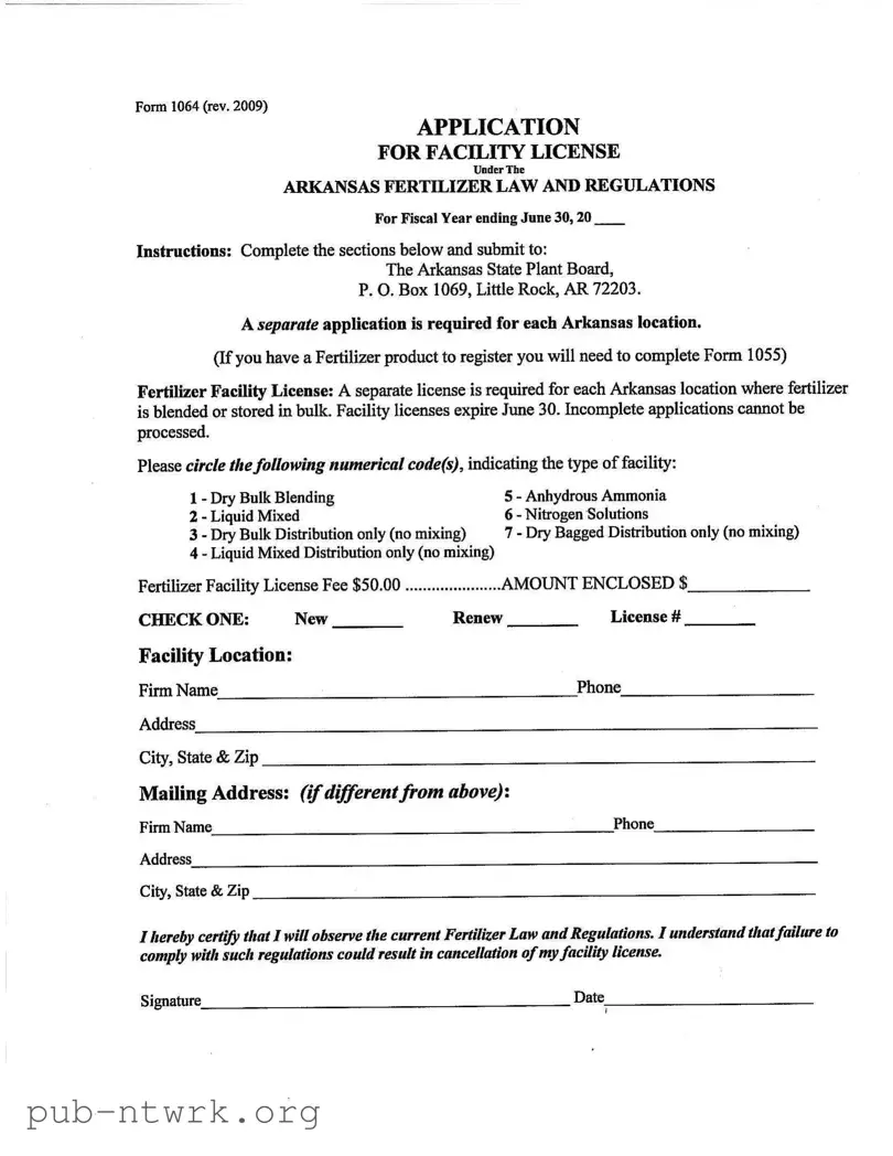 Blank Arkansas 1064 PDF Form