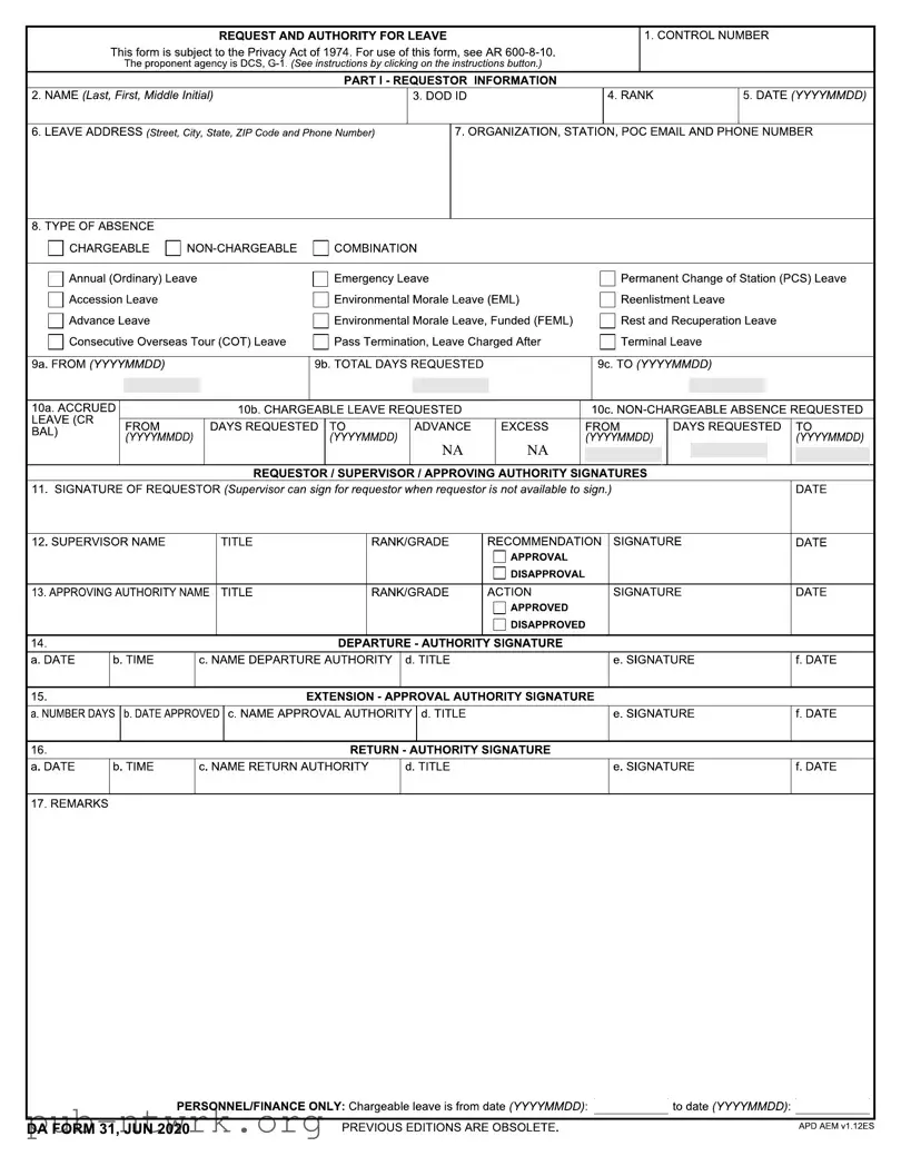 Blank Da 31 PDF Form