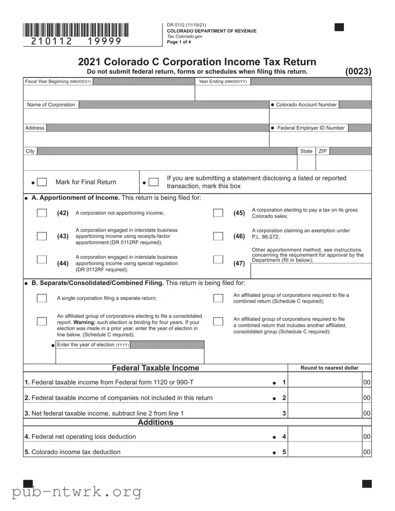Blank Colorado 112 PDF Form