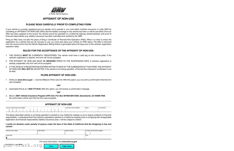 Blank California Affidavit of Non-Use REG 5090 PDF Form