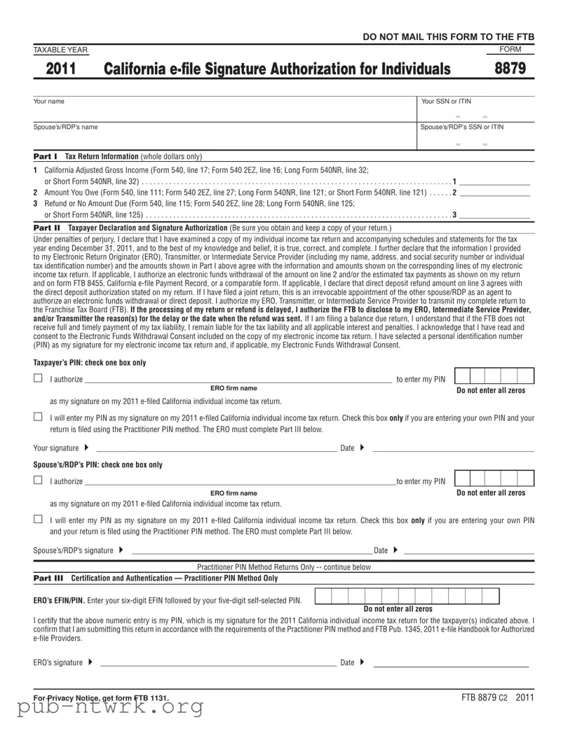 Blank California 8879 PDF Form