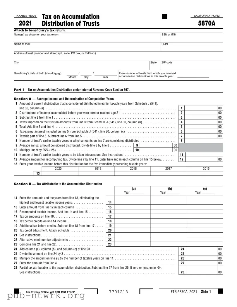 Blank California 5870A PDF Form