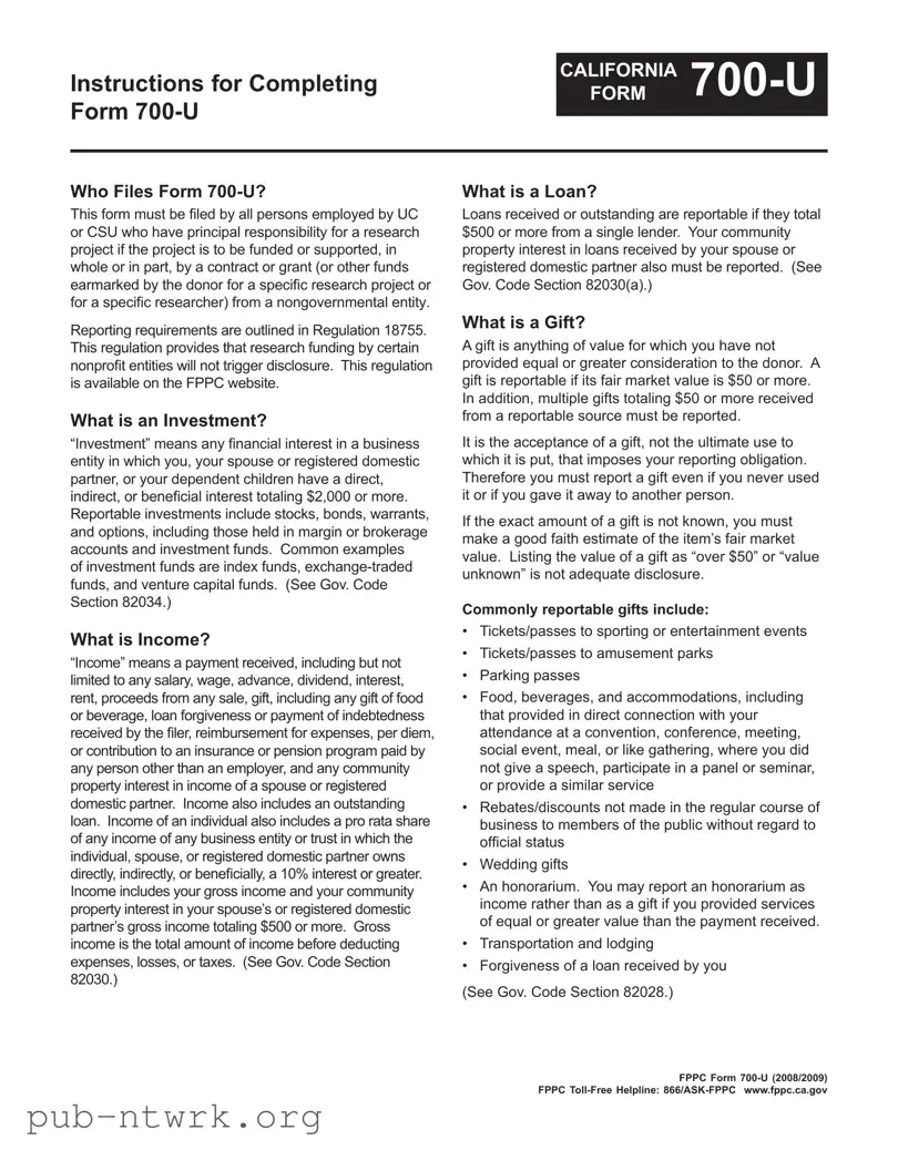 Blank California 700 U PDF Form