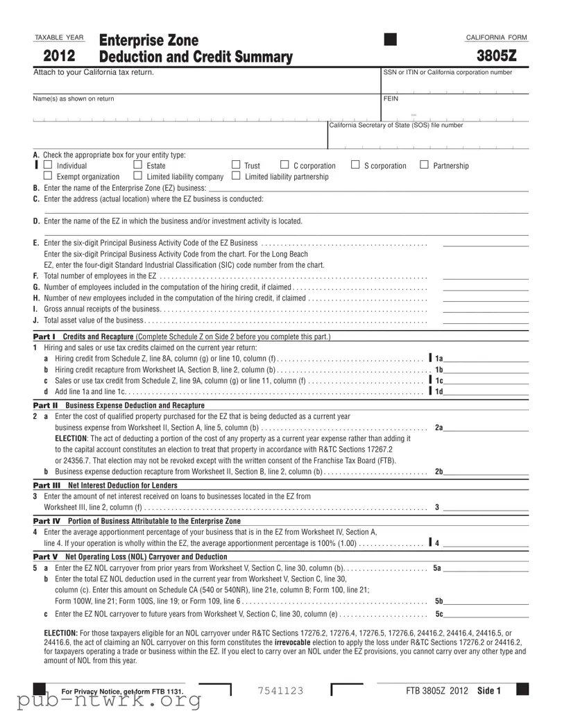 Blank California 3805Z PDF Form