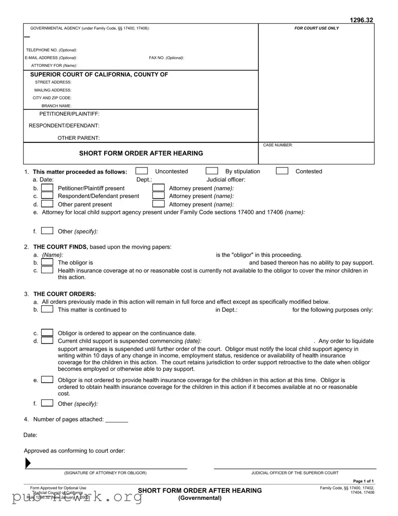 Blank California 1296 32 PDF Form