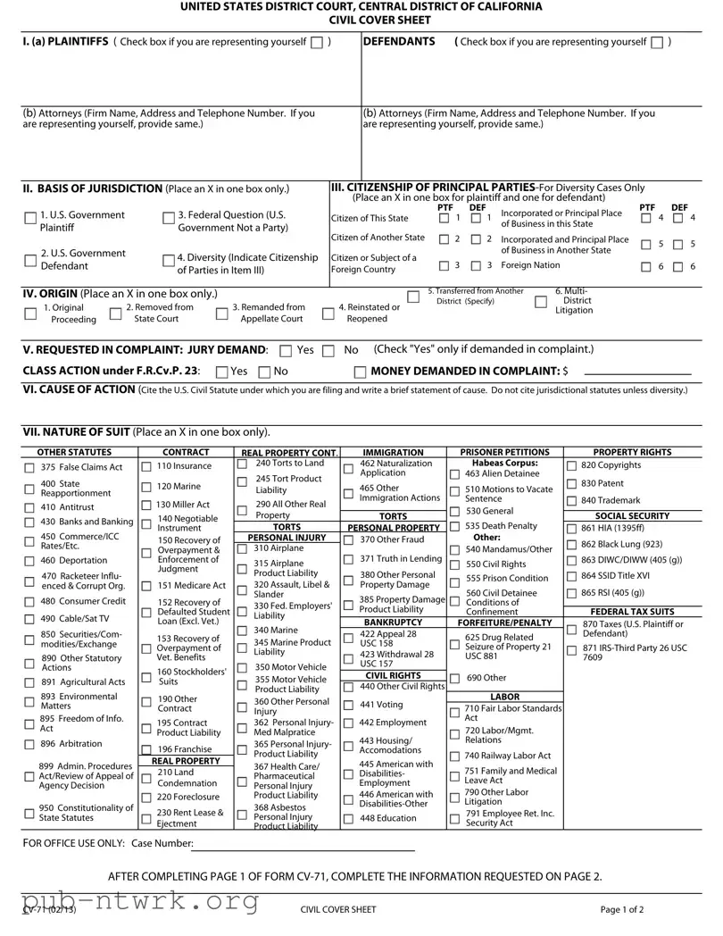 Blank California Cv 71 PDF Form