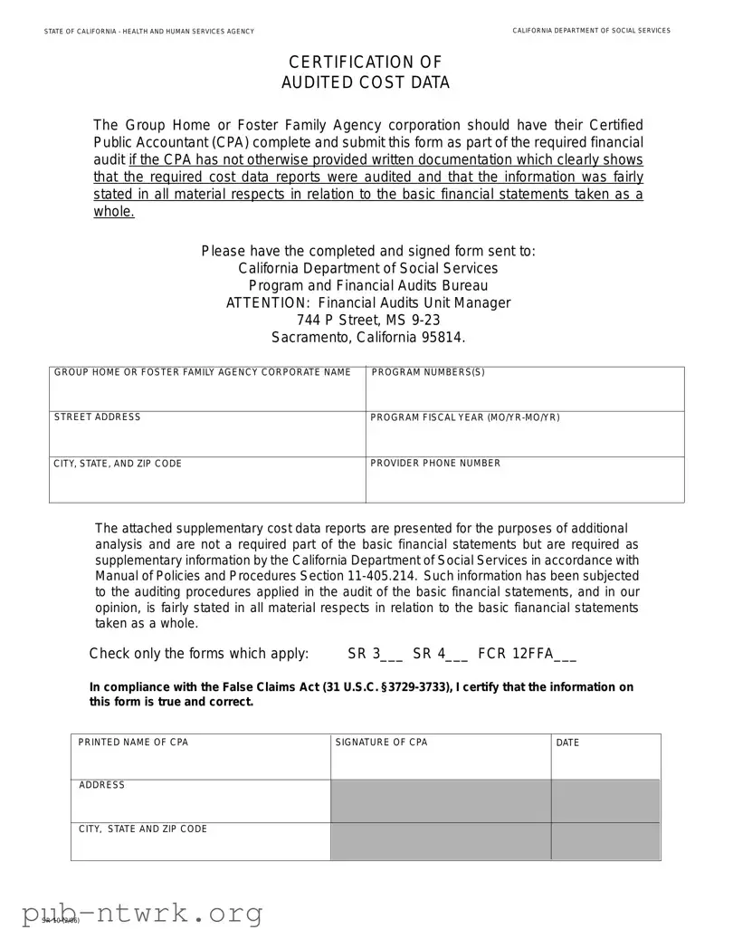 Blank California Sr 10 PDF Form
