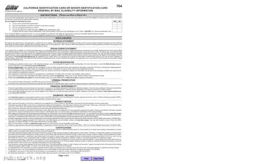 Blank California Id Card PDF Form