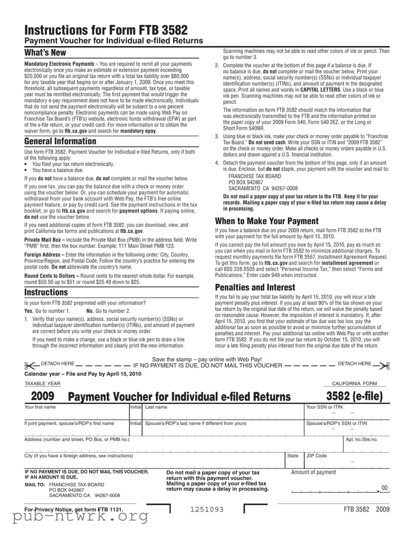 Blank California 3582 PDF Form