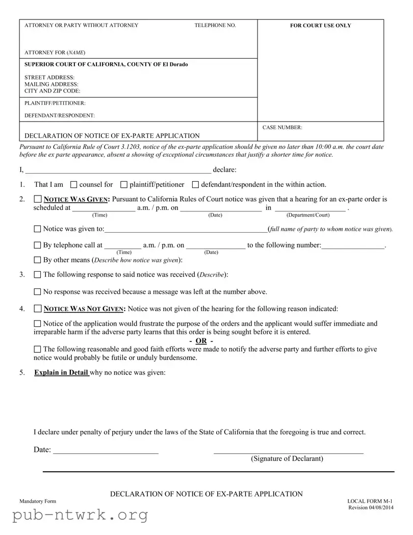 Blank California Local M 1 PDF Form