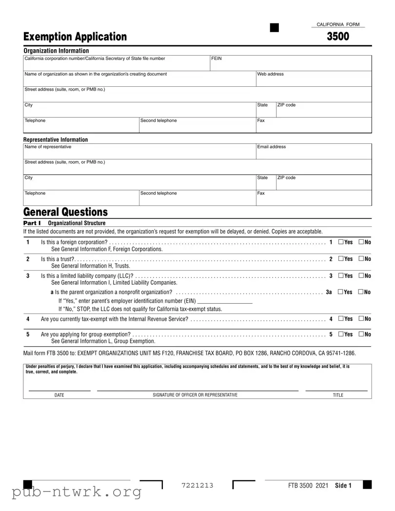 Blank California 3500 PDF Form