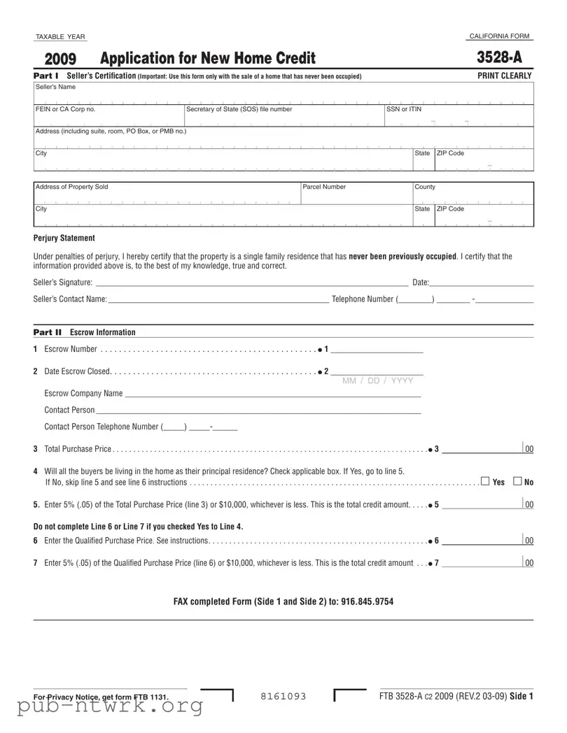 Blank California 3528 A PDF Form
