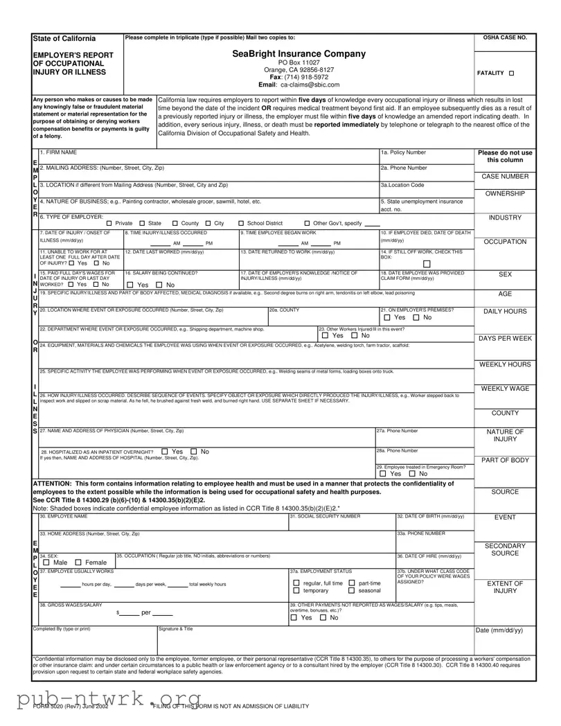 Blank 5020 California PDF Form