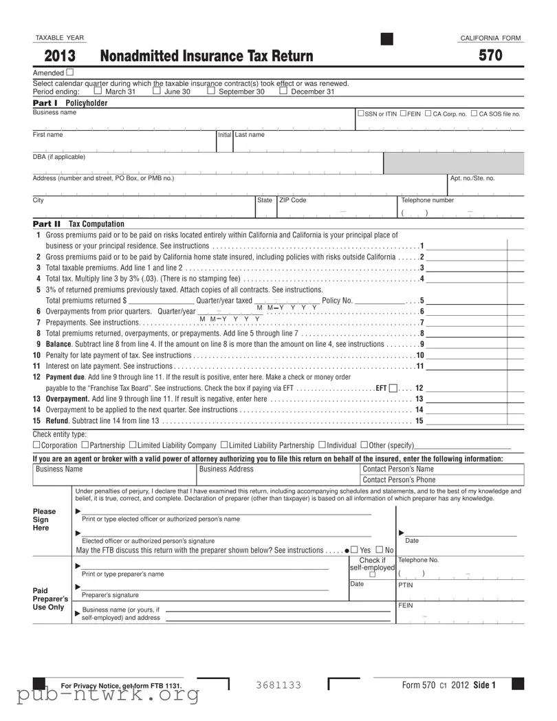 Blank California 570 PDF Form