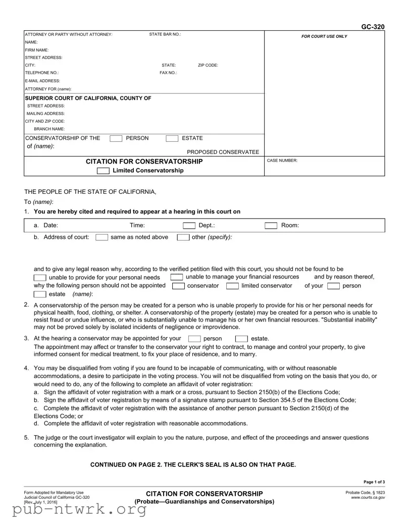 Blank California Gc 320 PDF Form