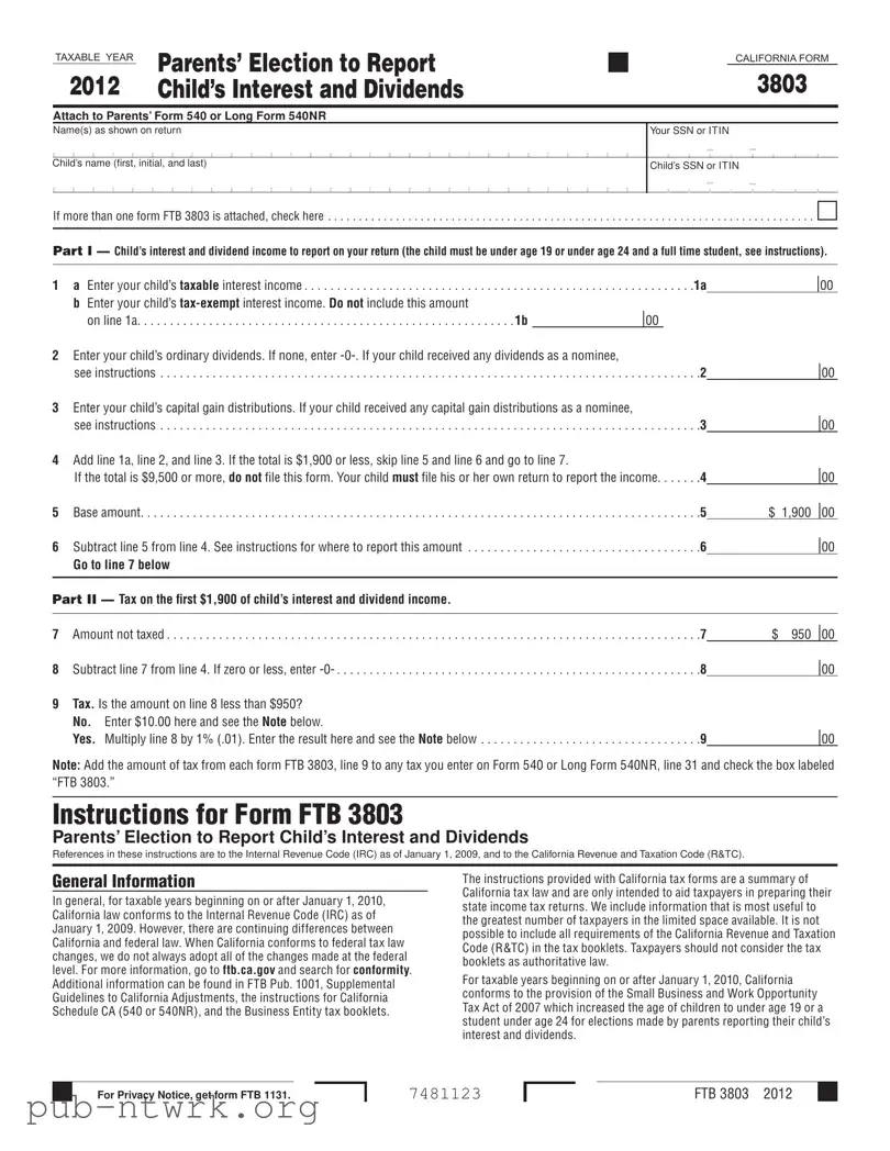 Blank California 3803 PDF Form