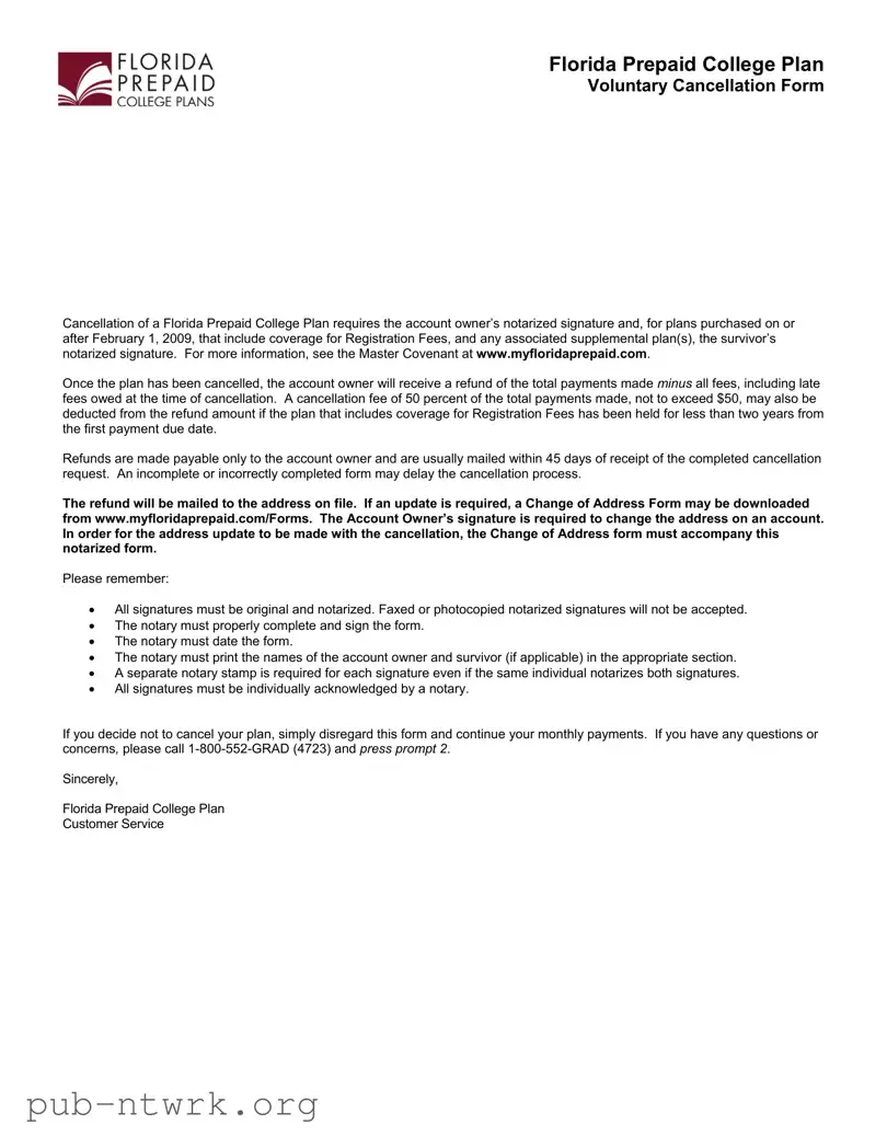 Blank Florida Prepaid College PDF Form