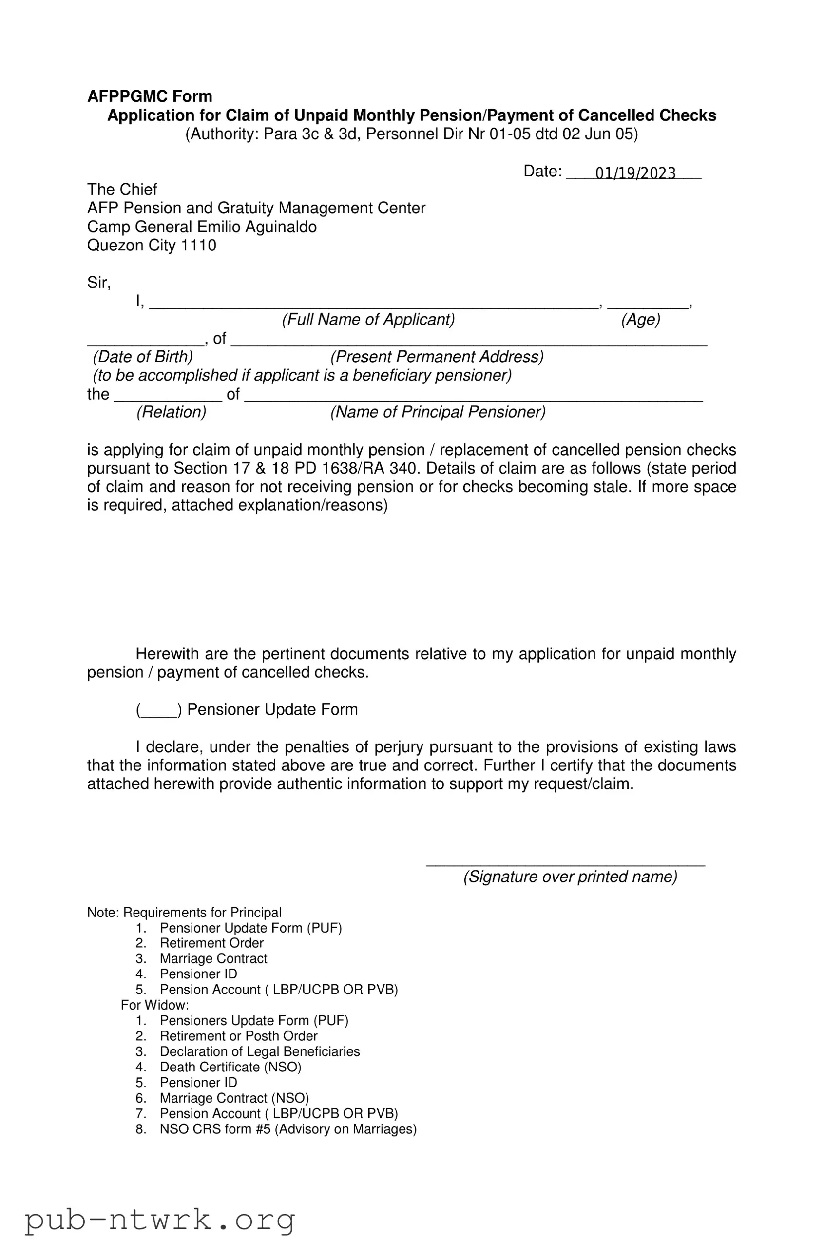 Blank Maine Afppgmc PDF Form