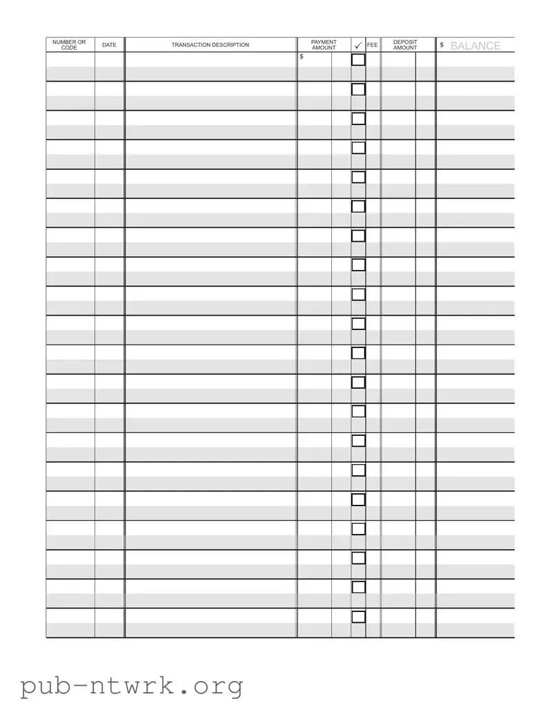 Blank Check Register PDF Form