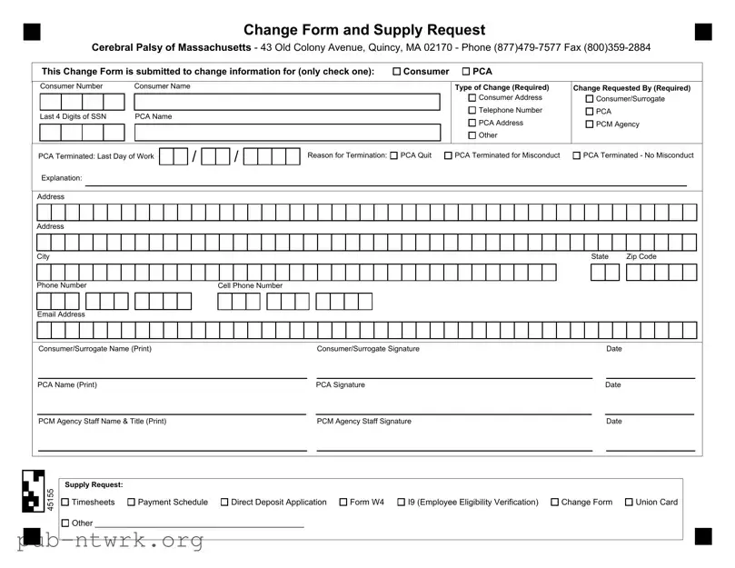 Blank Cerebral Palsy Massachusetts Pca PDF Form