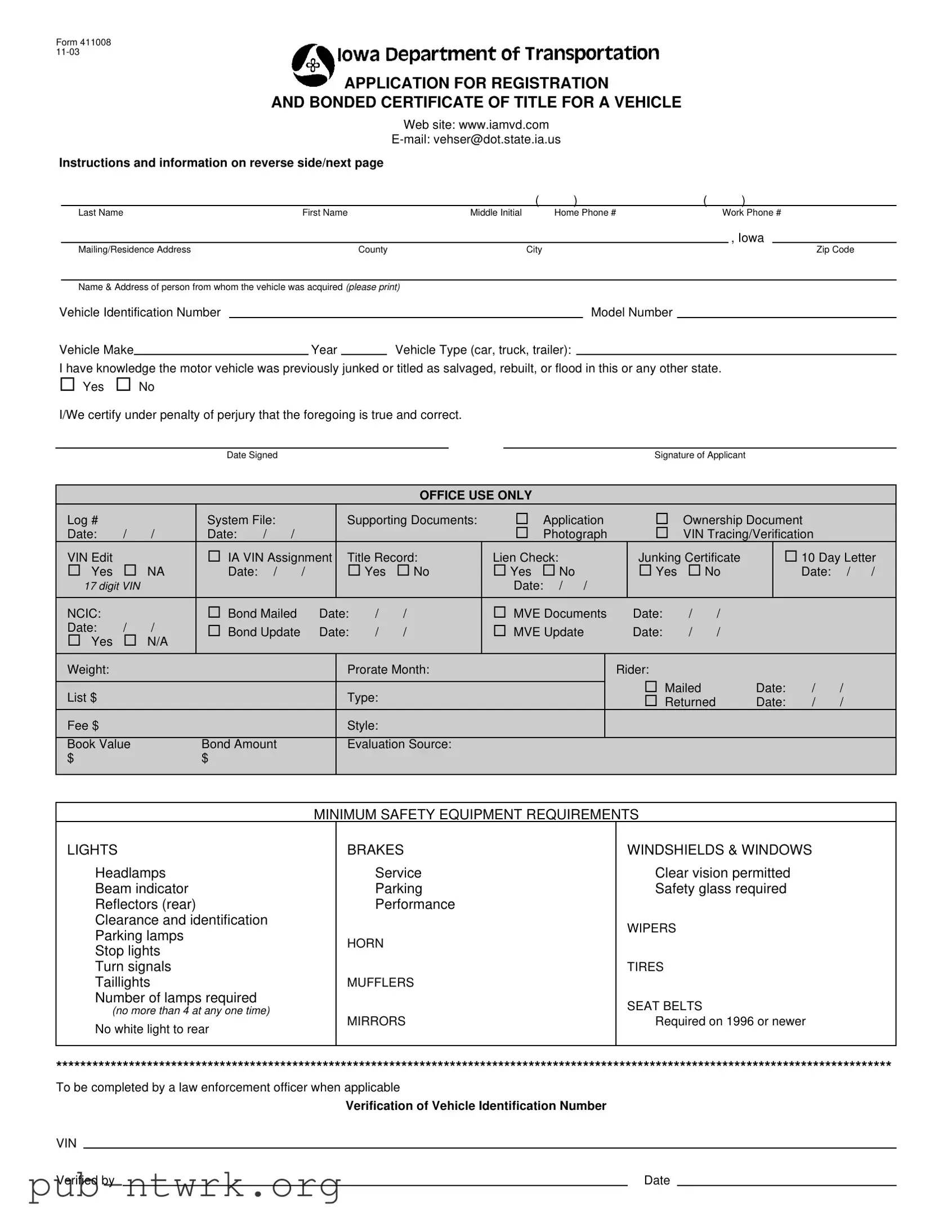 Blank Iowa 411008 PDF Form