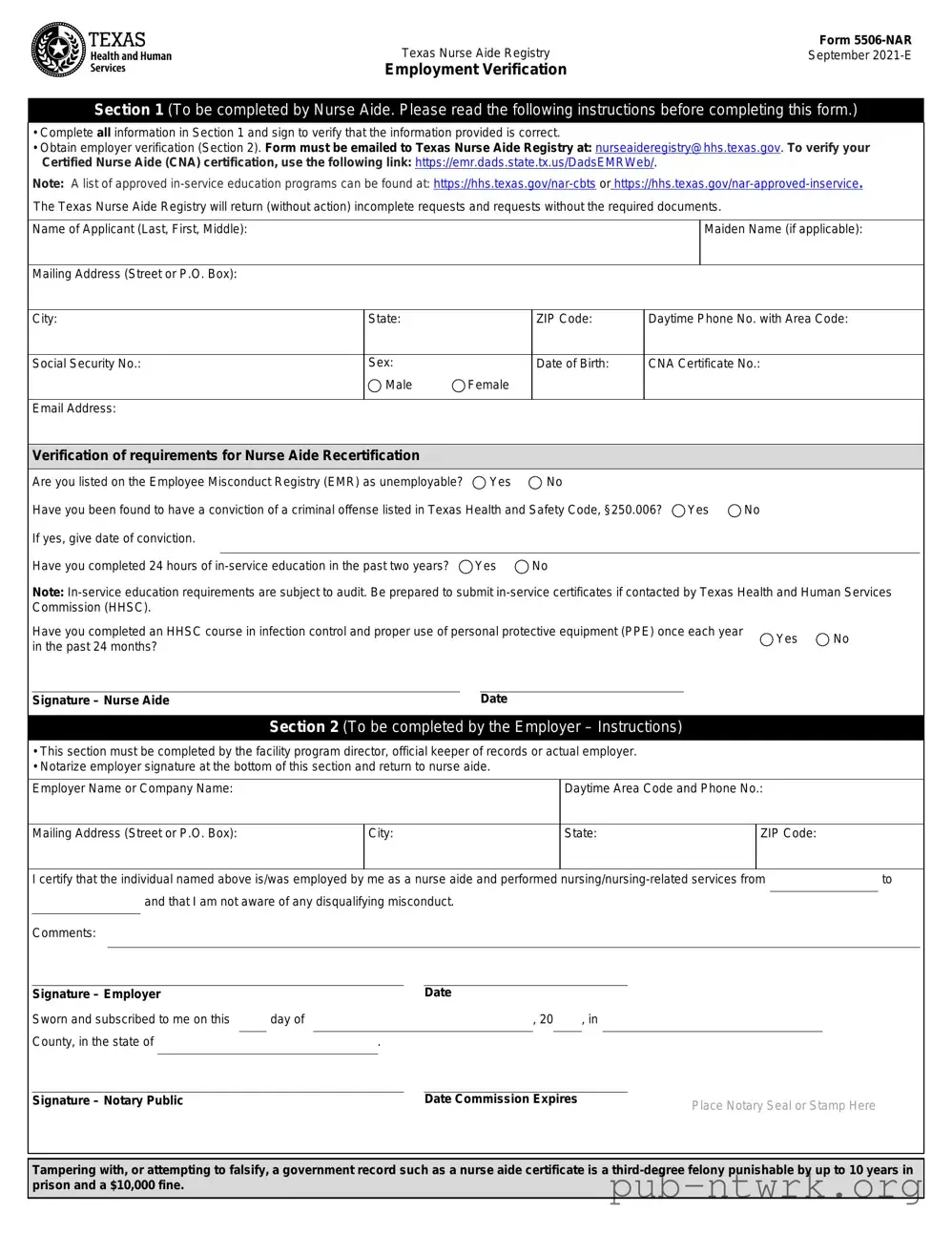 Blank Texas 5506 Nar PDF Form
