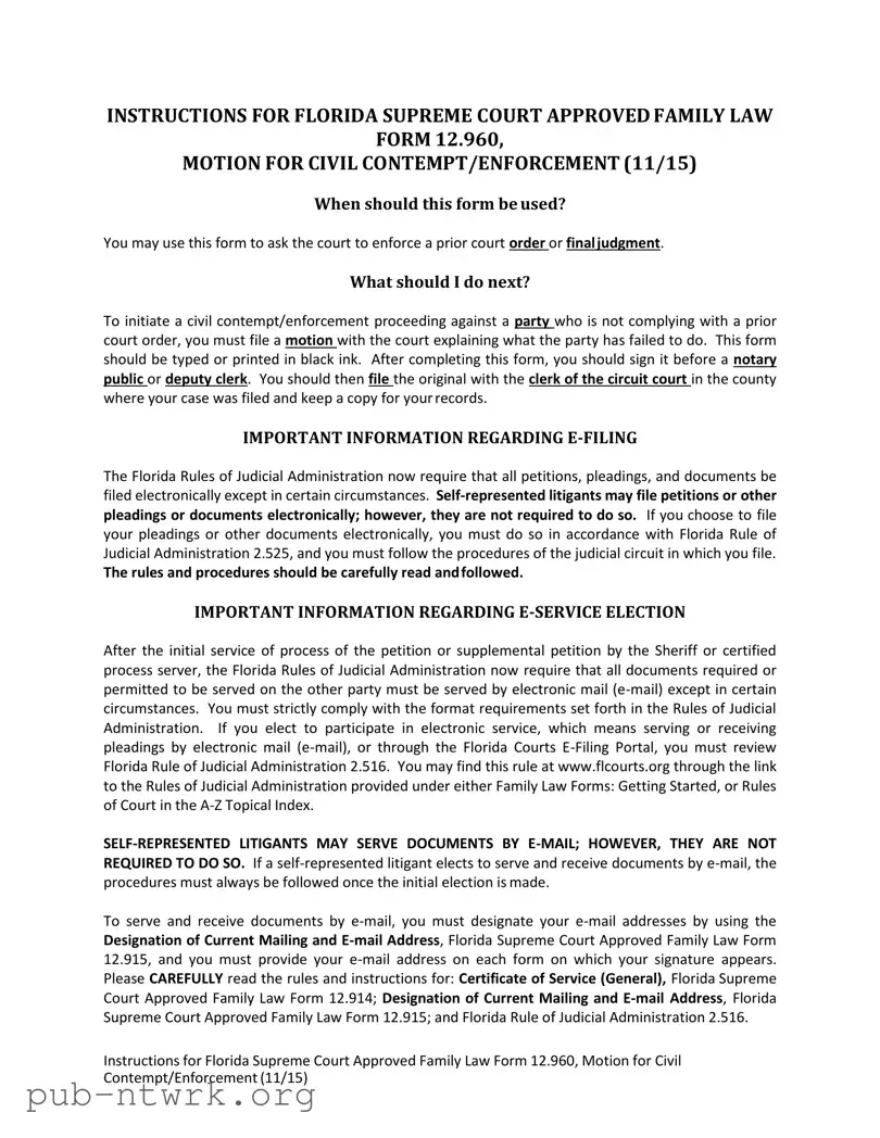 Blank Florida Motion PDF Form