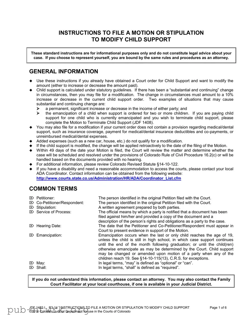 Blank Colorado Modify Child PDF Form