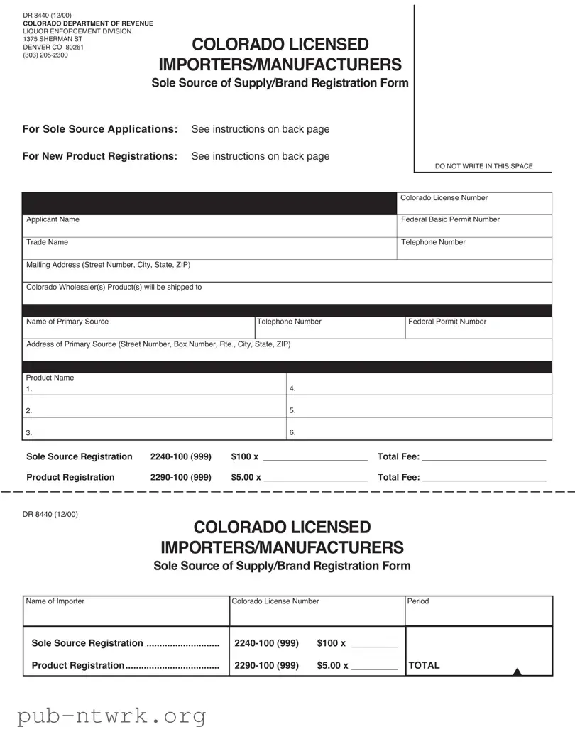 Blank Colorado Dr 8440 PDF Form