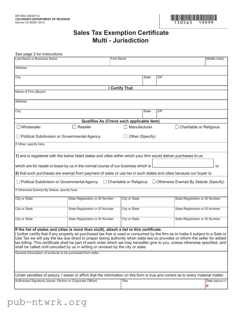 Blank Colorado Exemption PDF Form