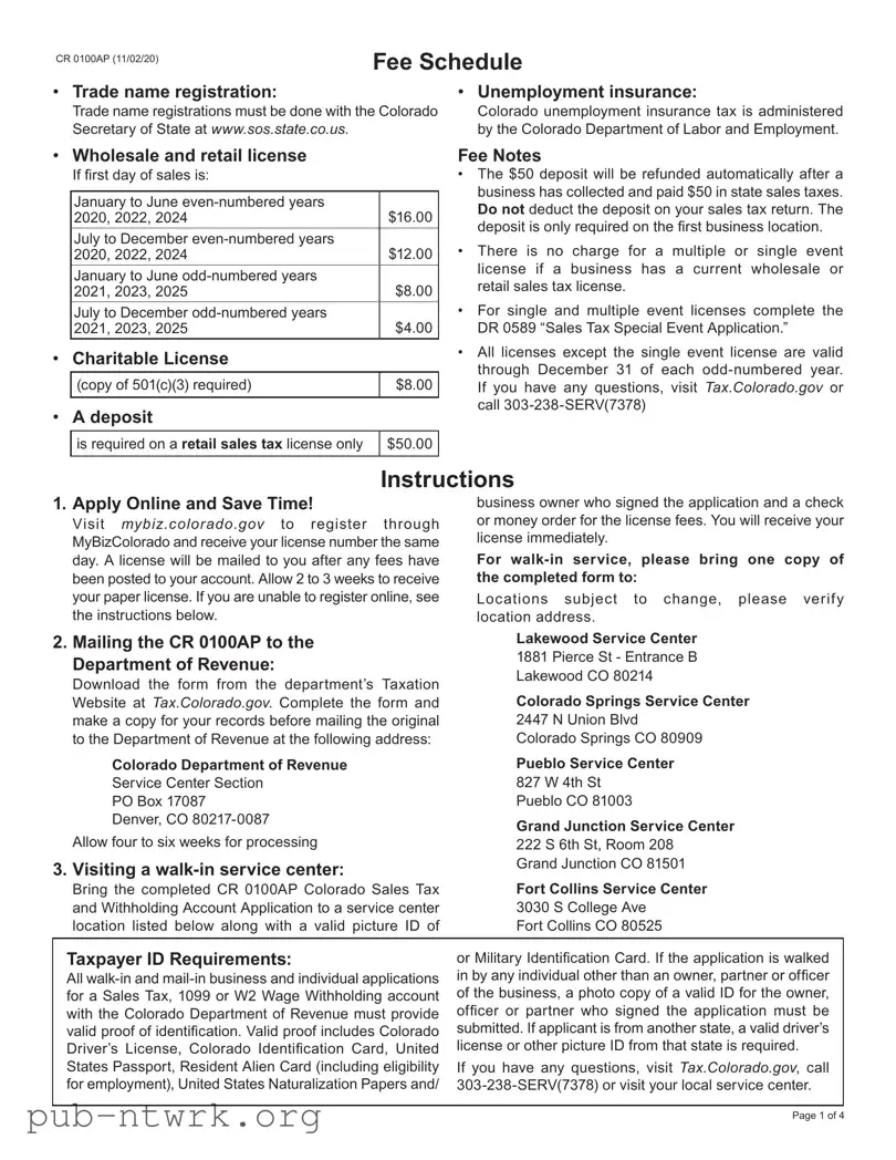 Blank Colorado Cr0100 PDF Form