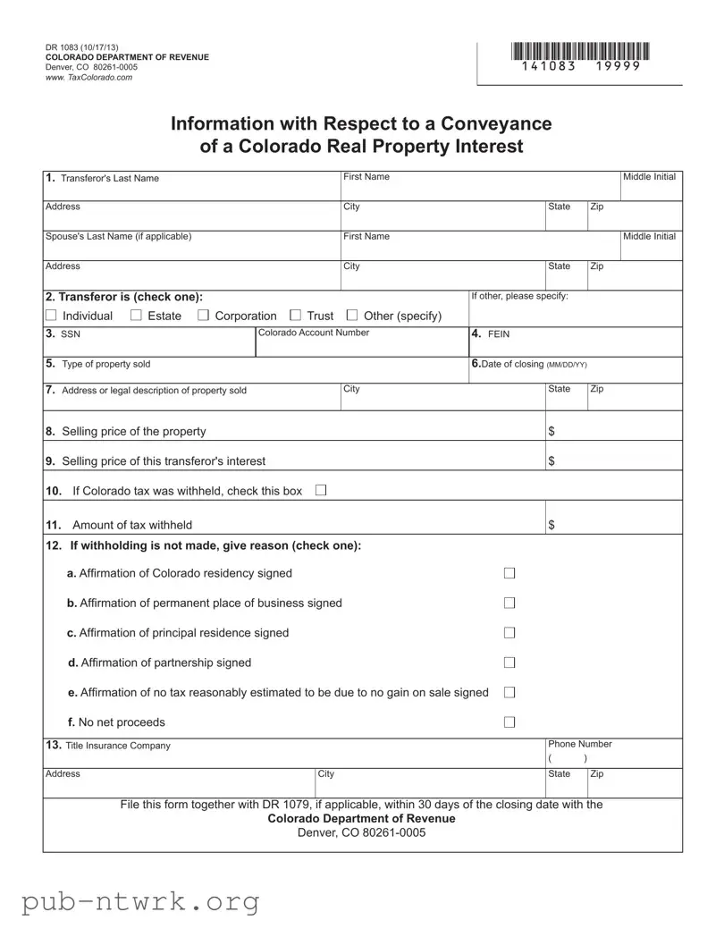 Blank Dr 1083 Colorado PDF Form