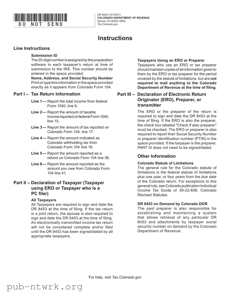 Blank Colorado Dr 8453 PDF Form
