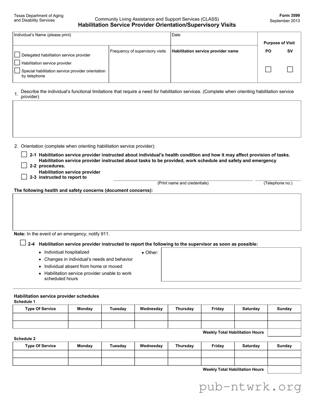 Blank Texas 3599 PDF Form