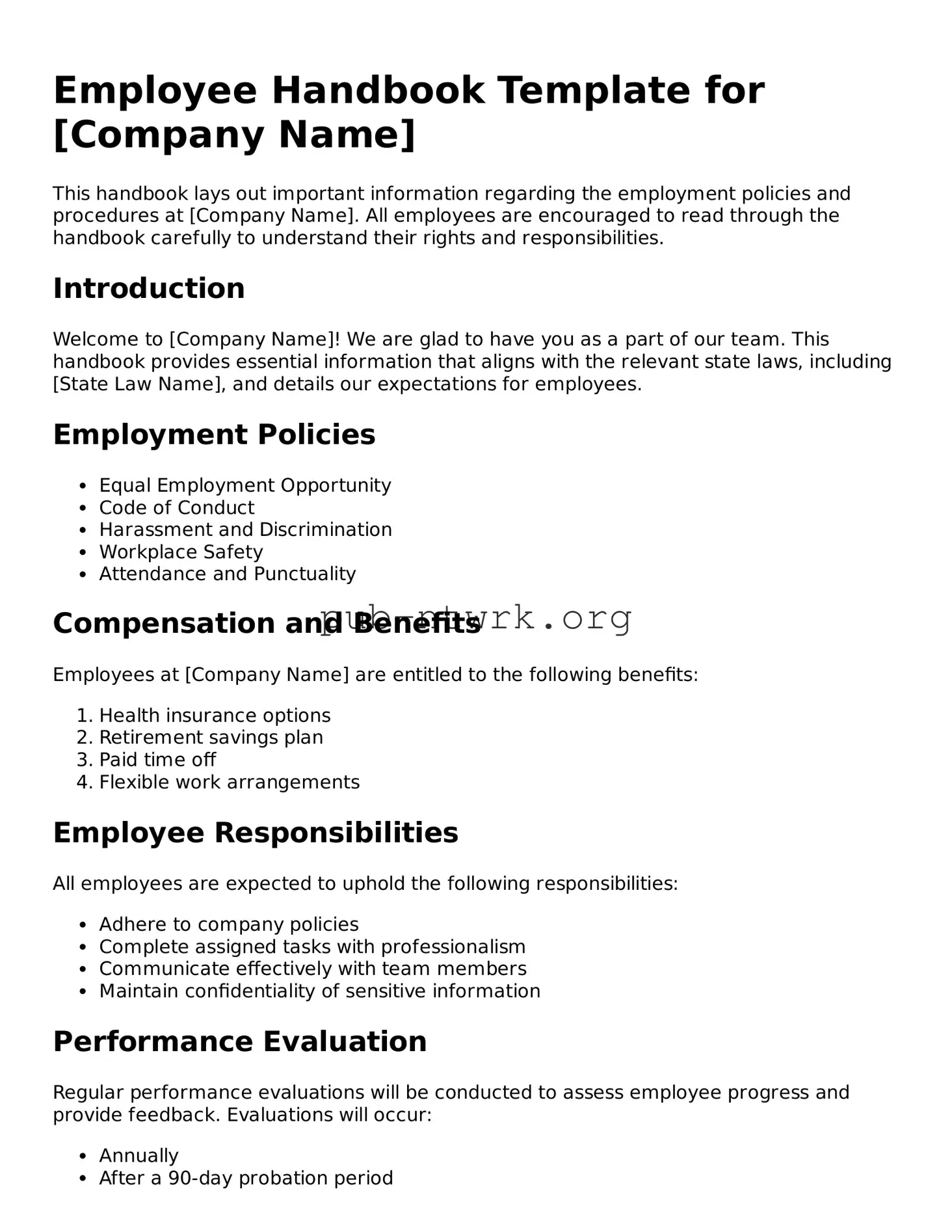 Legal Employee Handbook Form