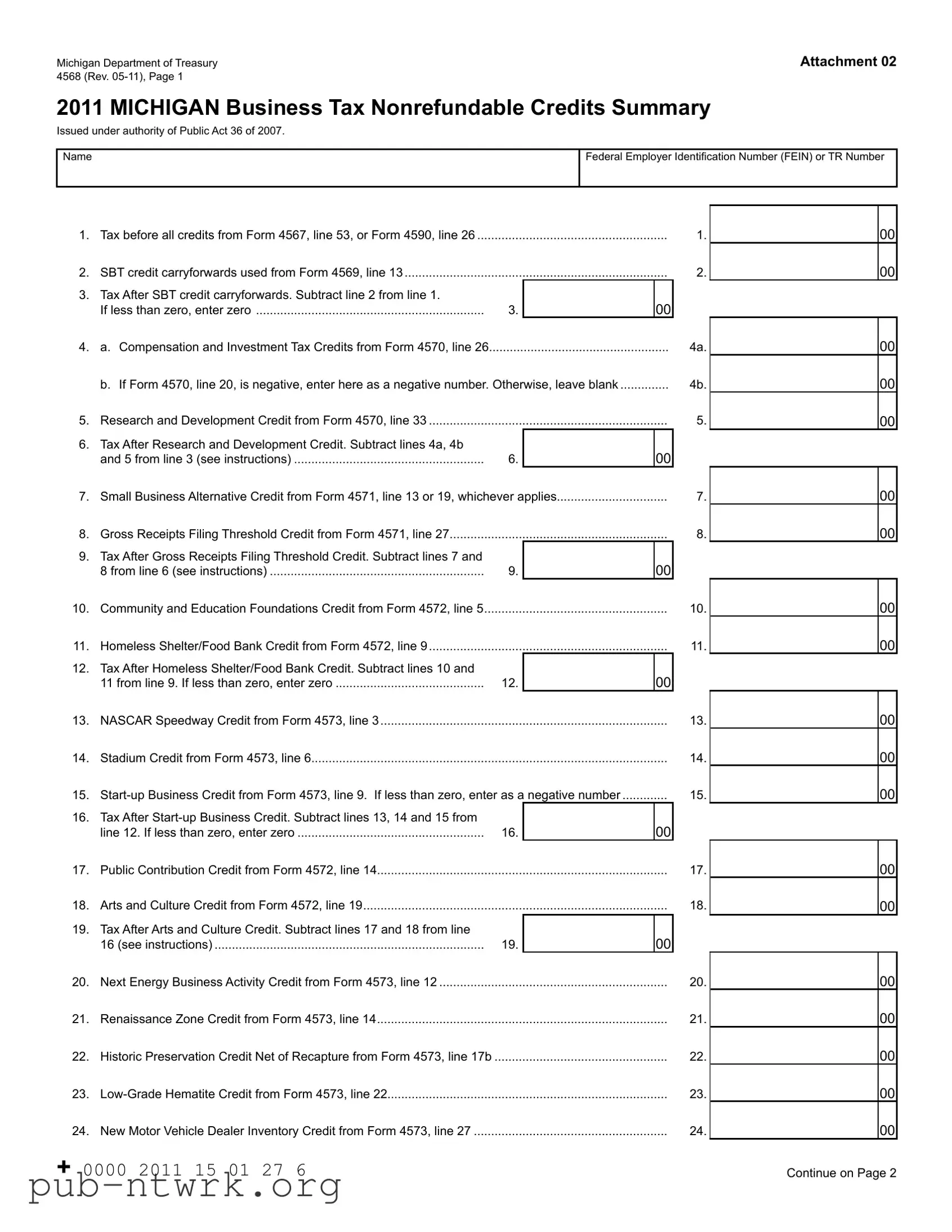 Blank Michigan 4568 PDF Form