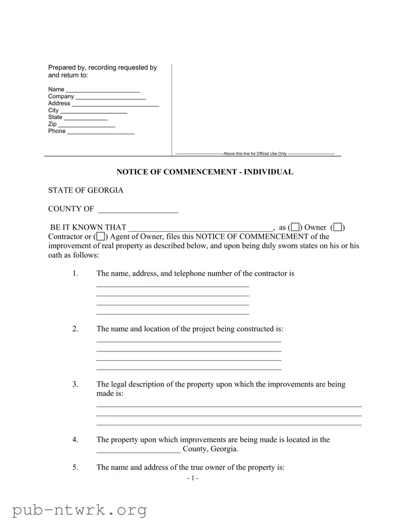 Blank Georgia Notice PDF Form